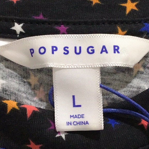 NWT POPSUGAR Starscape Print‎ T-Shirt, Black with Multi-Color Stars Size Large - Picture 7 of 8